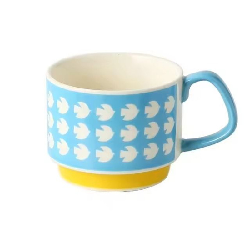 Japanese Flower Retro Ceramic Mug Set 300ml Stylish Drinkware 9