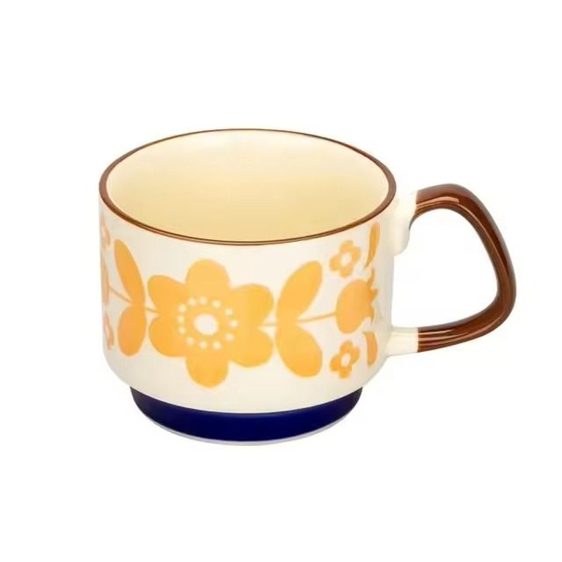 Japanese Flower Retro Ceramic Mug Set 300ml Stylish Drinkware 10