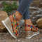 Rainbow Graffiti Wedge Sandals Peep Toe Platform Buckle Strap Shoes 4