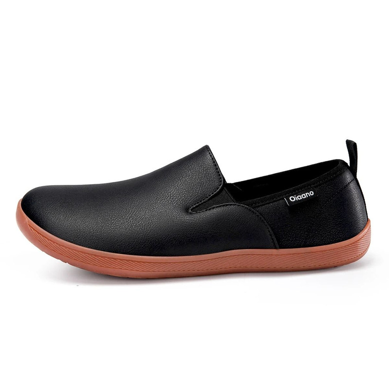 Oiaano Wide Toe Leather Slip On Loafers Men Minimalist Driving Office Shoes 2