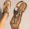 Women Beaded String Flat Sandals Casual Elastic Flip Flops Summer 0