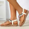 Women Beaded String Flat Sandals Casual Elastic Flip Flops Summer 2