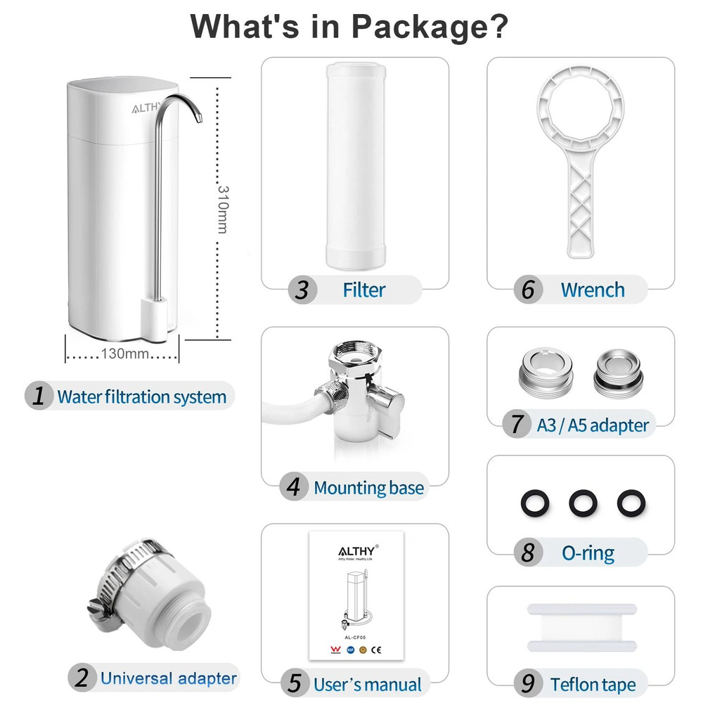 ALTHY Countertop Faucet Water Filter Purifier Ultrafiltration 5
