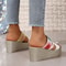 Women Ethnic Woven Wedge Slip On Sandals 5