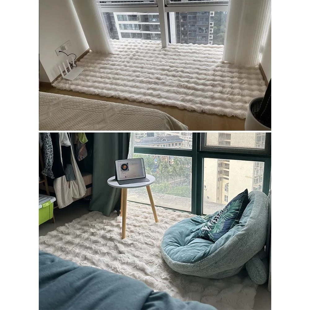 Imitation Rabbit Hair Bubble Carpet Fluffy Soft Floor Rug 0