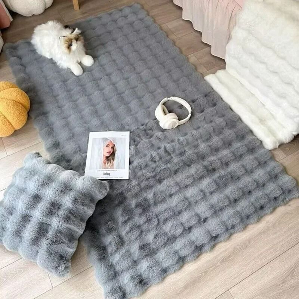 Imitation Rabbit Hair Bubble Carpet Fluffy Soft Floor Rug 7