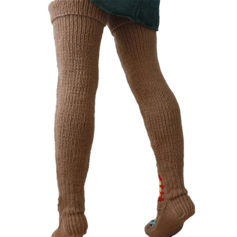 Vintage Crochet Thigh High Socks Winter Warm Boot Stockings For Women 2