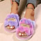 Women Plush Fuzzy Open Toe Slippers Indoor Soft Sole 7
