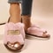 Women Plush Fuzzy Open Toe Slippers Indoor Soft Sole 8