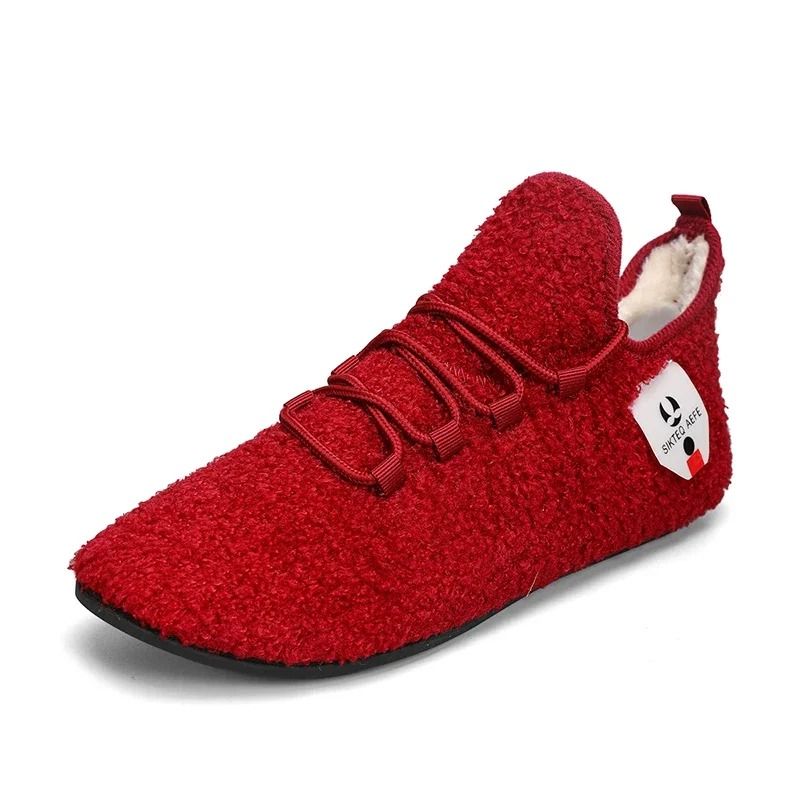 Mens Winter Cotton Warm Lace Up Plush Slippers 9