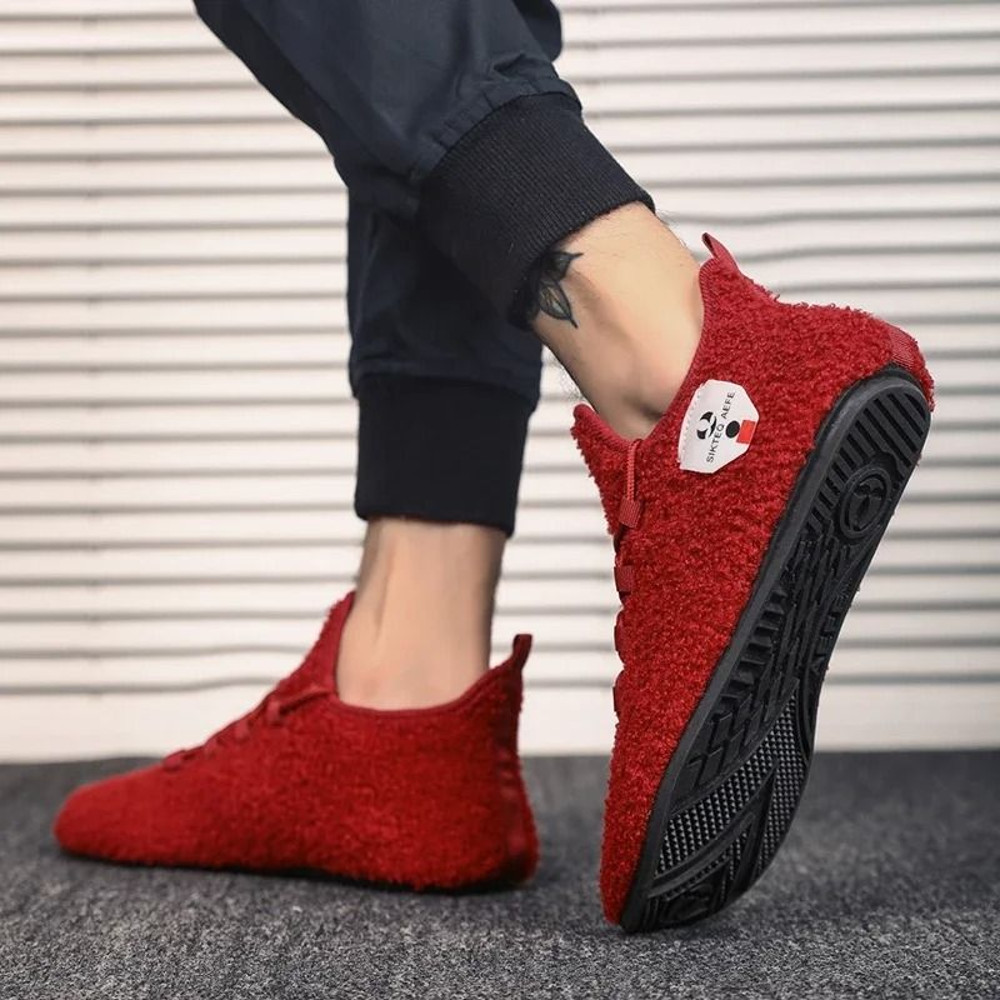 Mens Winter Cotton Warm Lace Up Plush Slippers 5