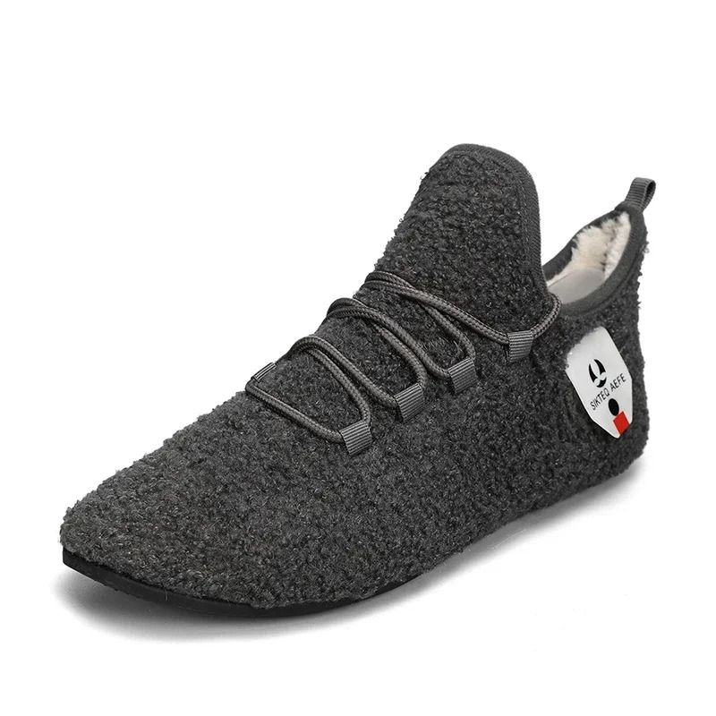 Mens Winter Cotton Warm Lace Up Plush Slippers 6