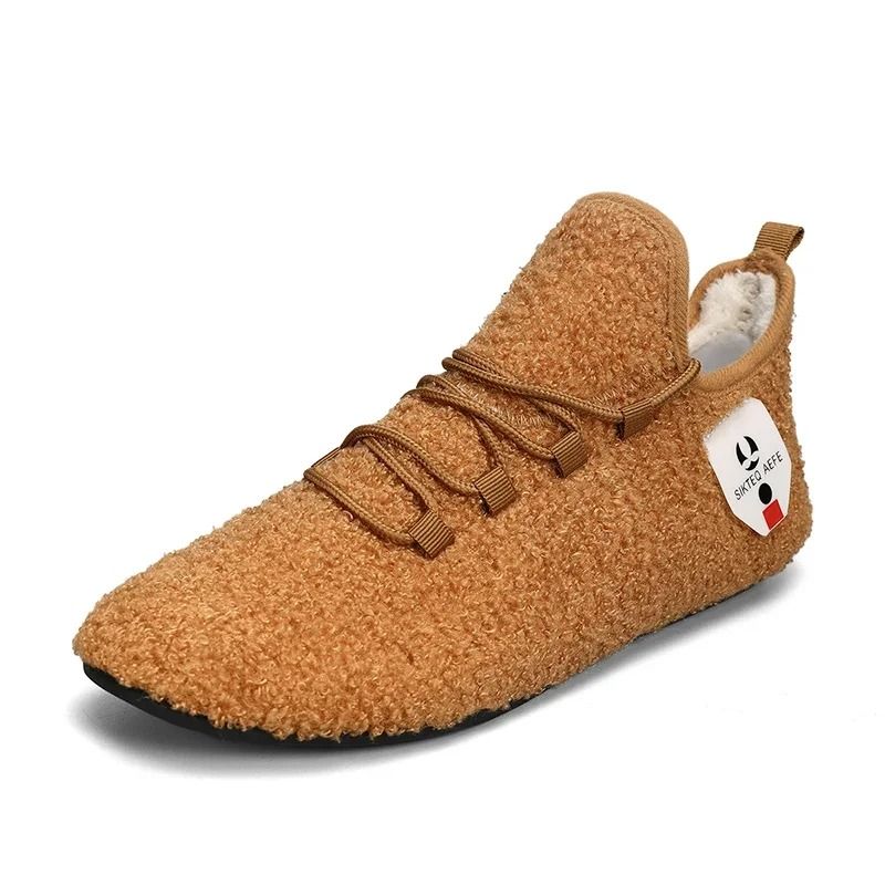 Mens Winter Cotton Warm Lace Up Plush Slippers 8