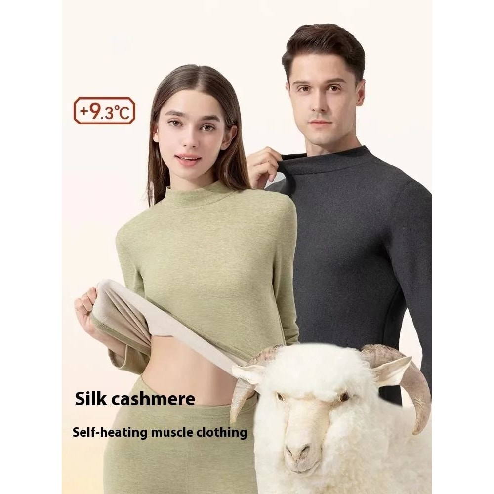 Mens And Womens Thermal Cashmere Silk Underwear Set 0