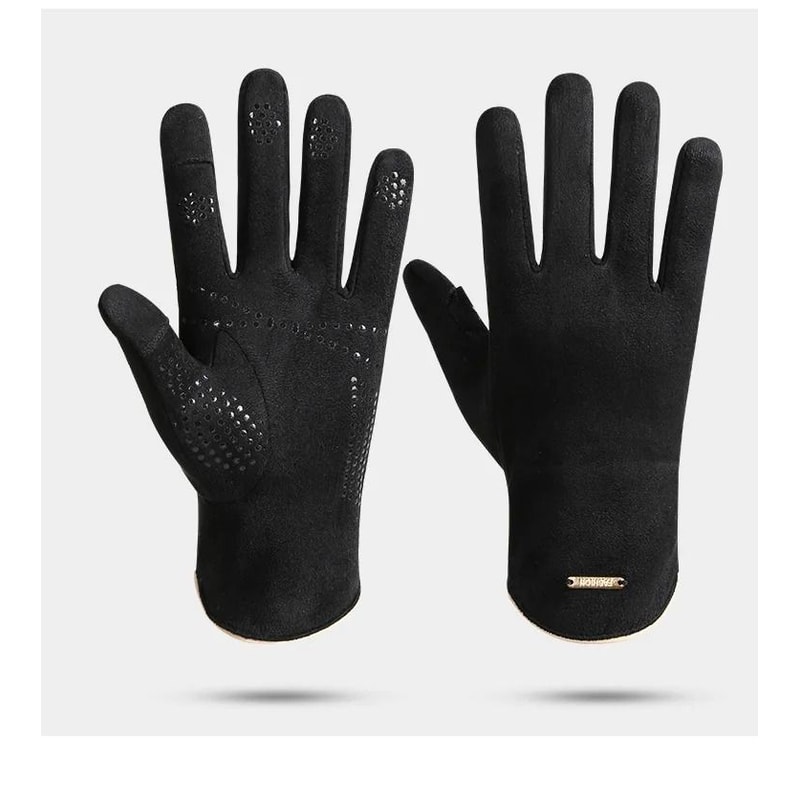 Mens Suede Fleece Touchscreen Cycling And Driving Gloves 6