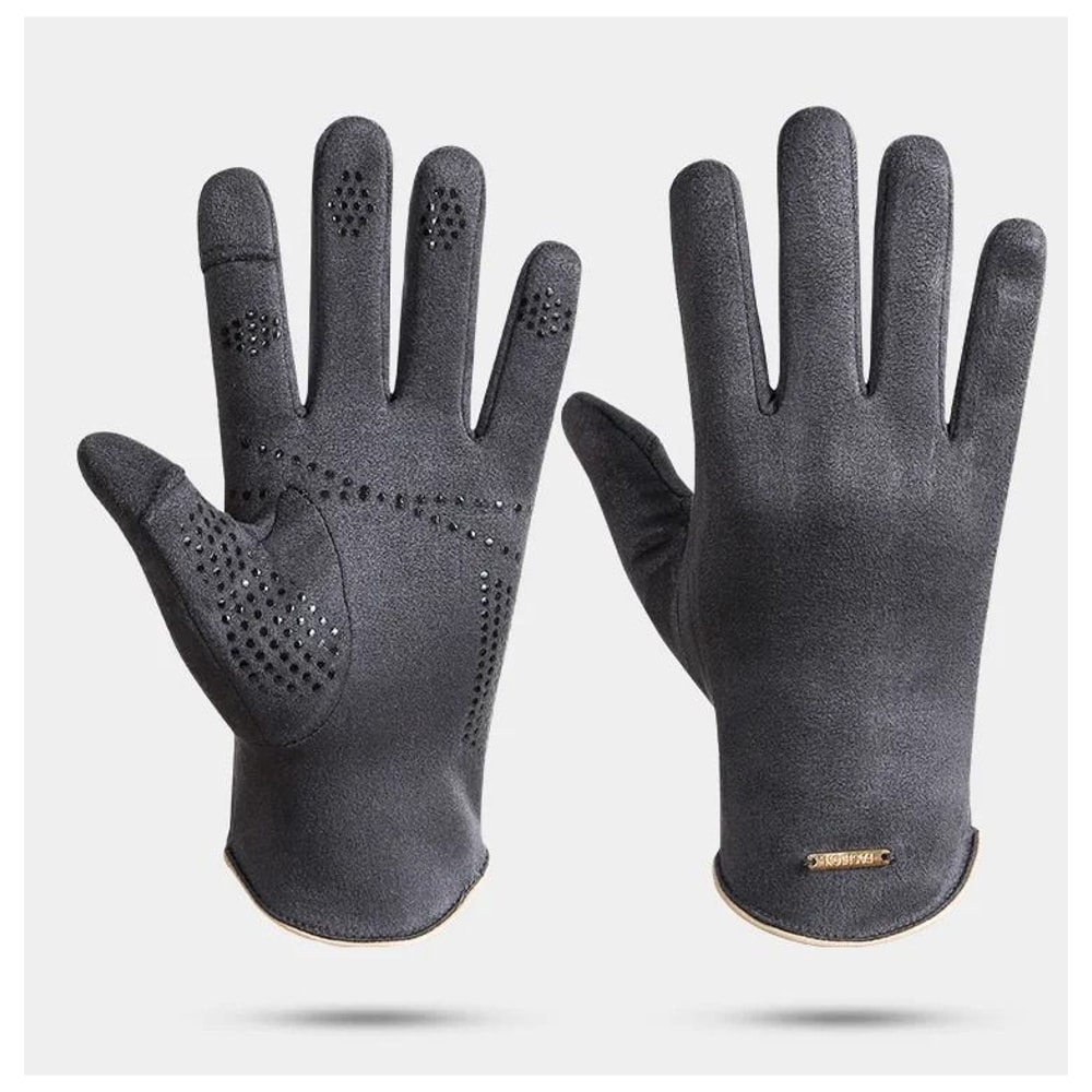 Mens Suede Fleece Touchscreen Cycling And Driving Gloves 7