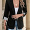 Women Casual Button Up RolledSleeve Slim Blazer 1
