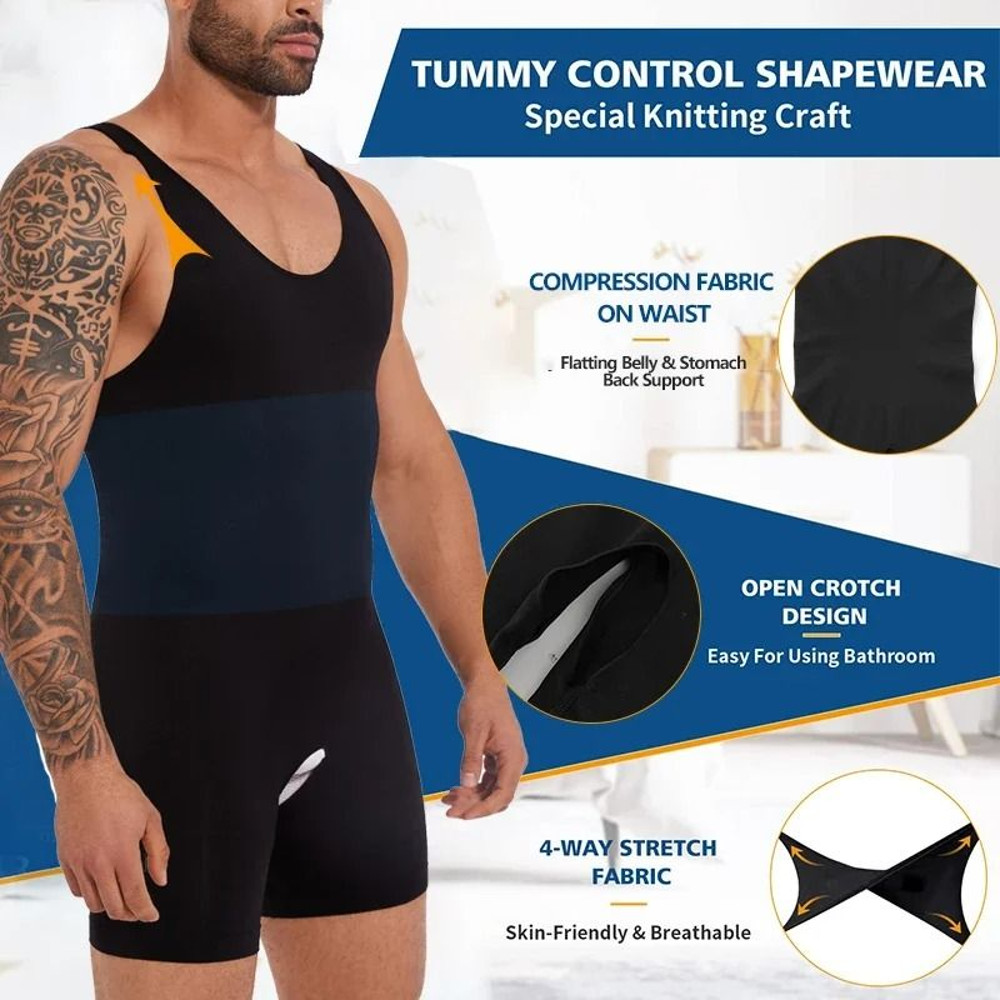 Mens Sleeveless Compression Bodysuit Shapewear Slimming Undershirt 1