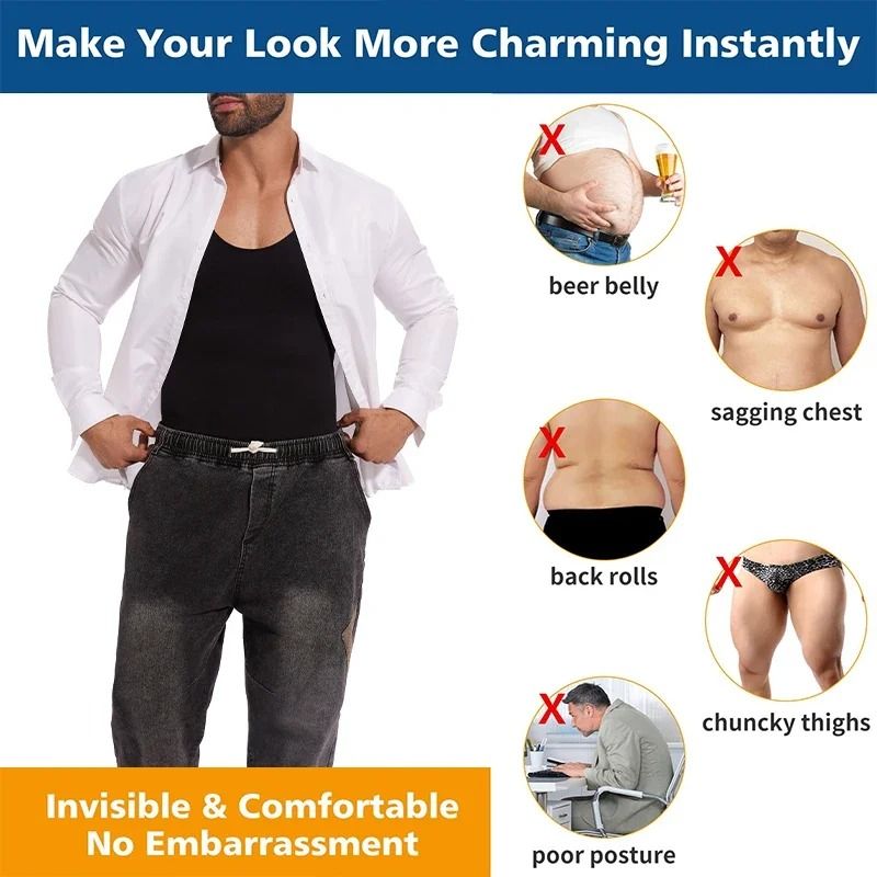 Mens Sleeveless Compression Bodysuit Shapewear Slimming Undershirt 4