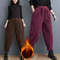 Womens Fleece Lined Corduroy Harem Winter Pants 0