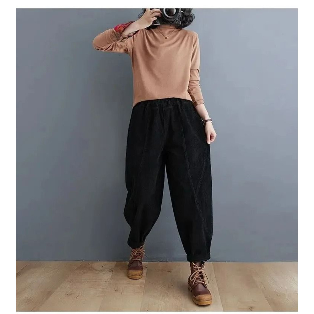 Womens Fleece Lined Corduroy Harem Winter Pants 10