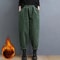 Womens Fleece Lined Corduroy Harem Winter Pants 2
