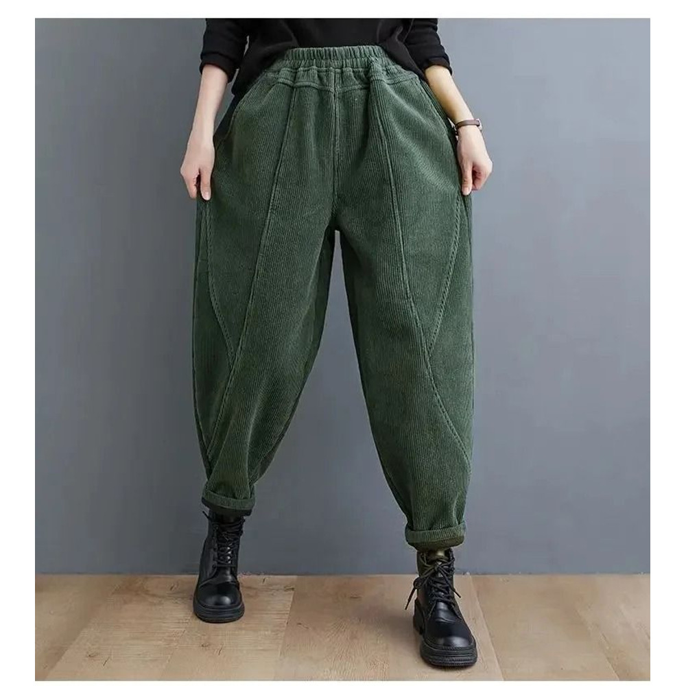 Womens Fleece Lined Corduroy Harem Winter Pants 6