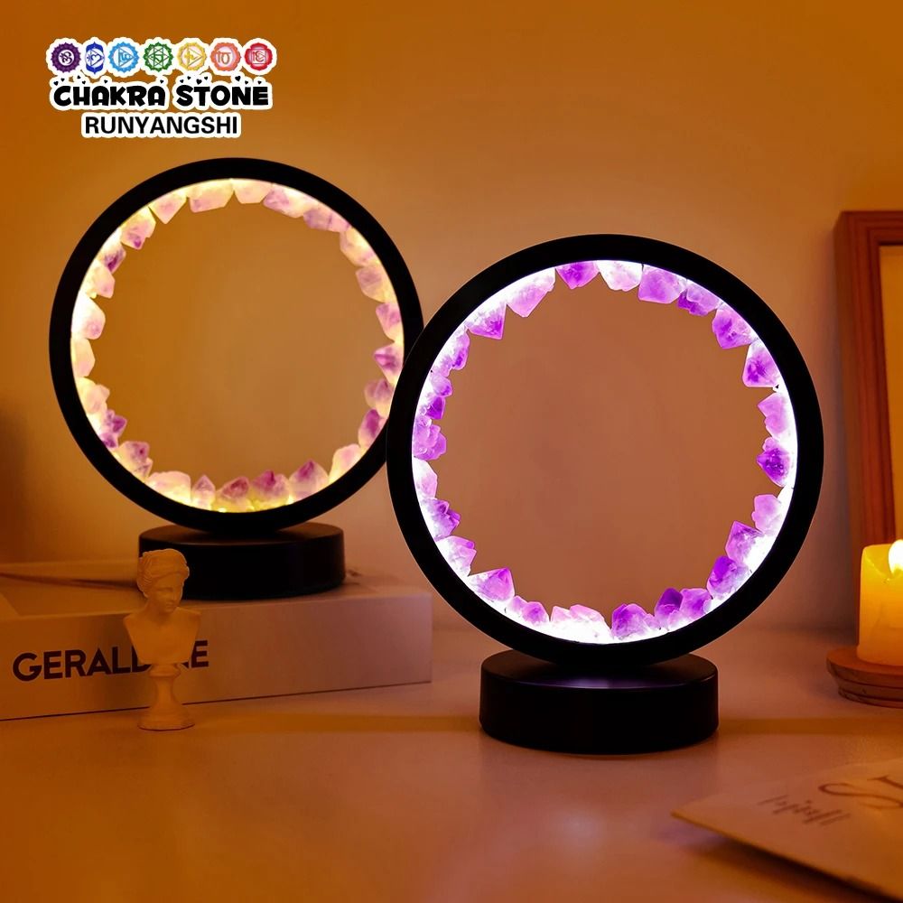 Amethyst Gemstone Crystal LED Round Lamp 0