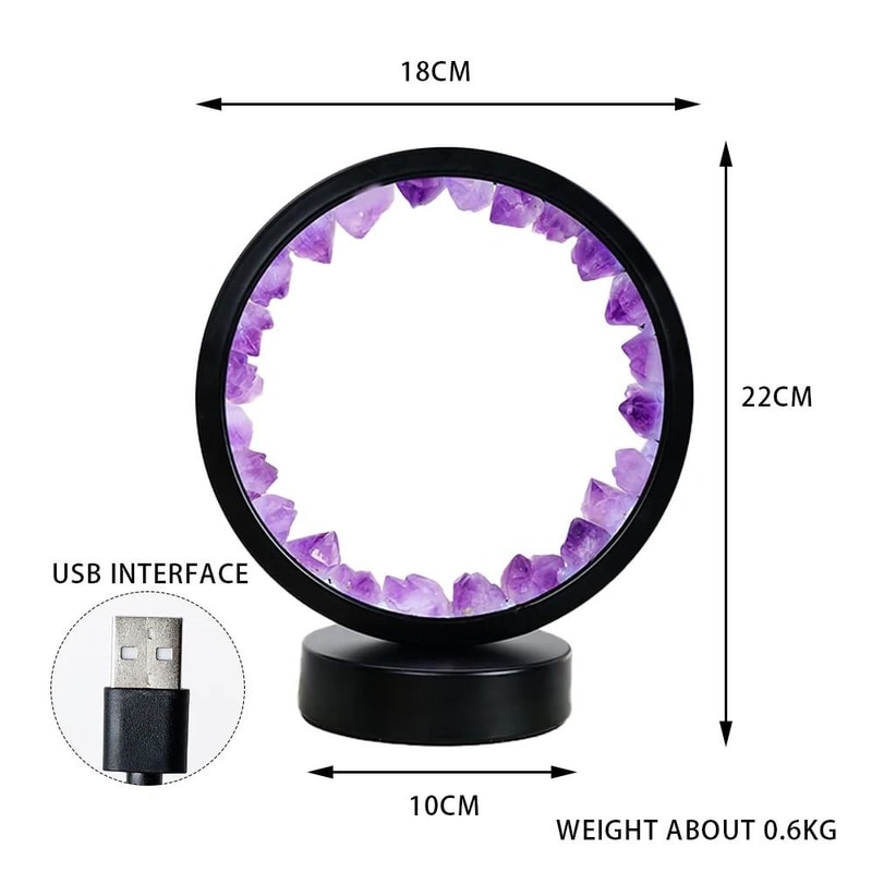 Amethyst Gemstone Crystal LED Round Lamp 1