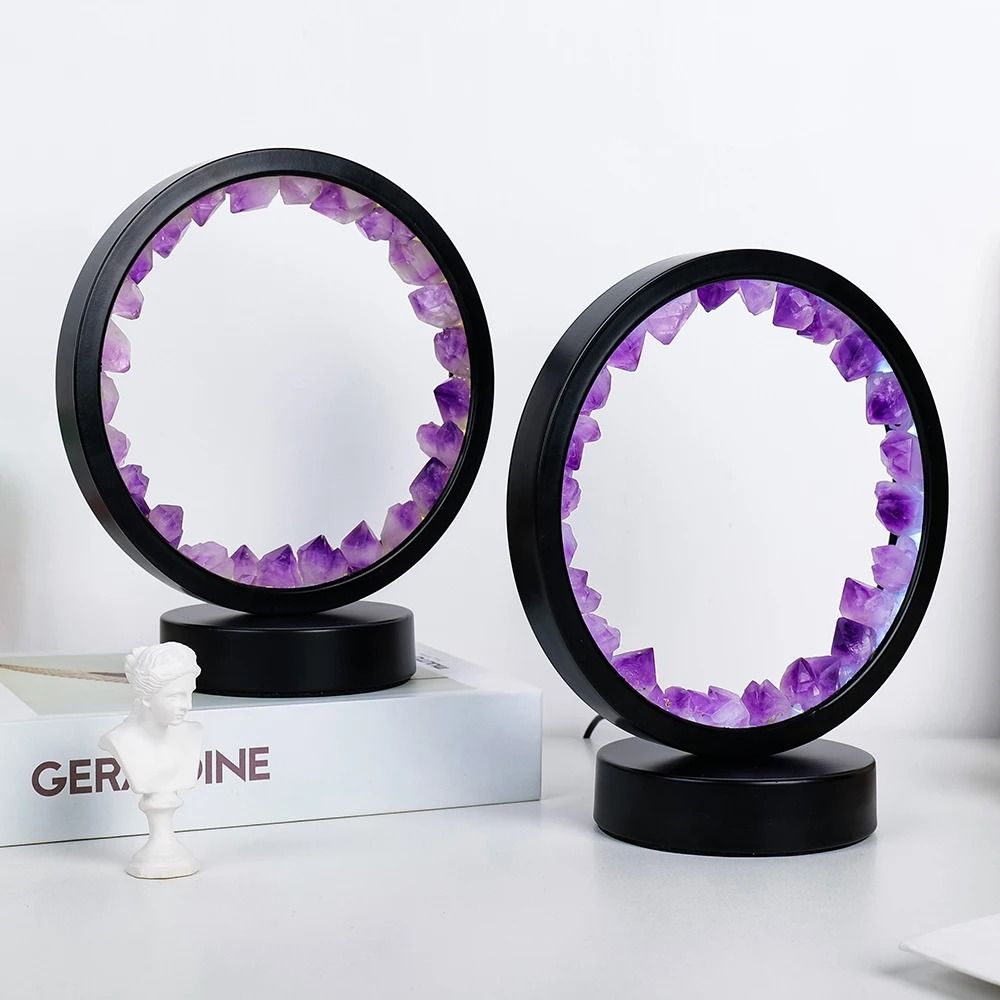 Amethyst Gemstone Crystal LED Round Lamp 4