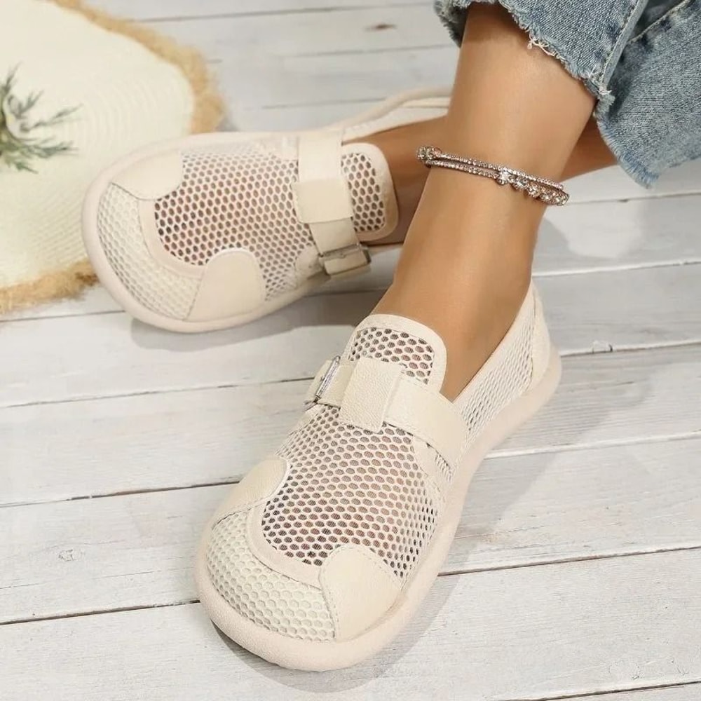Womens Casual Mesh Flats With Buckle And Low Heel 1