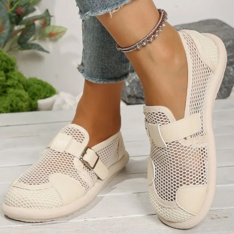 Womens Casual Mesh Flats With Buckle And Low Heel 2