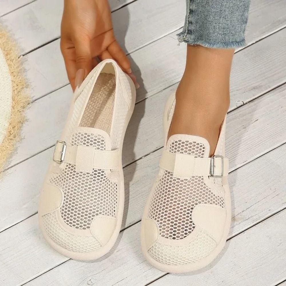 Womens Casual Mesh Flats With Buckle And Low Heel 3