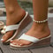 Women Woven Band Wedge Flip Flops With Thick Lightweight Sole 1