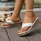 Women Woven Band Wedge Flip Flops With Thick Lightweight Sole 2