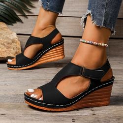 women plus size wedge sandals lightweight breathable beach flats