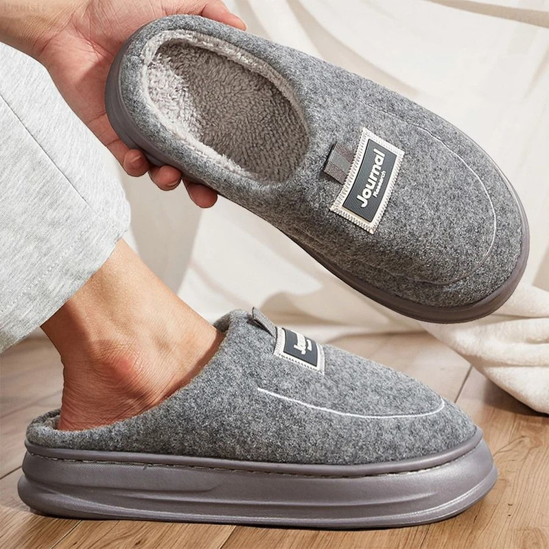 Mens Plus Size Winter House Slippers With Plush Memory Foam And Non Slip Sole 0