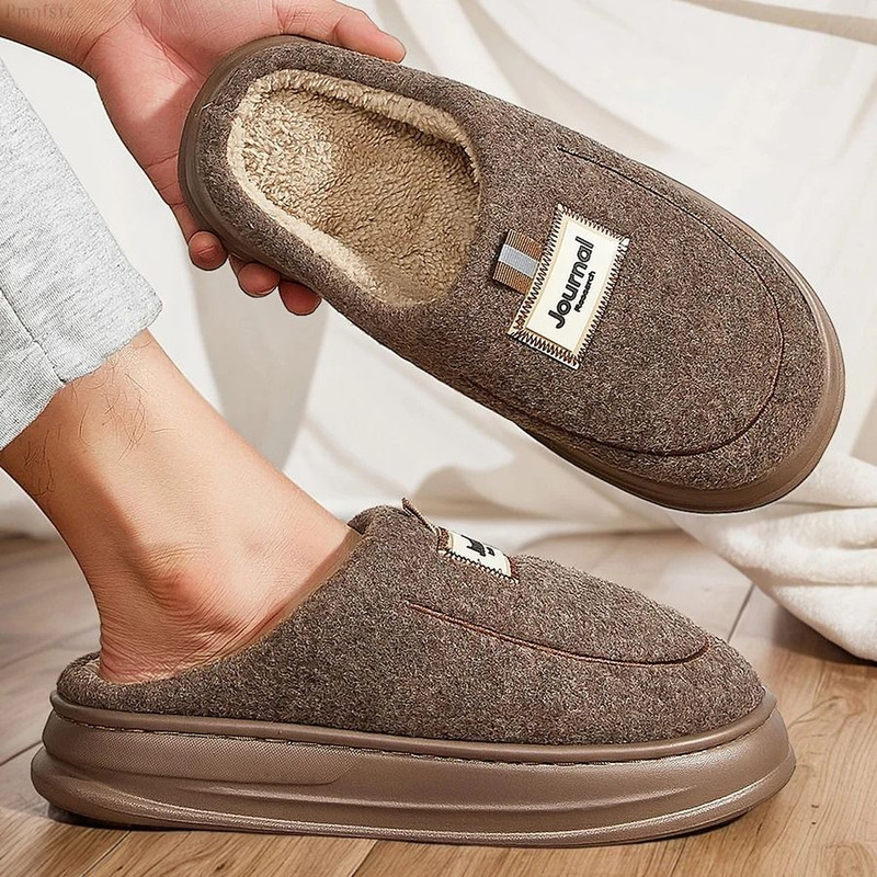 Mens Plus Size Winter House Slippers With Plush Memory Foam And Non Slip Sole 1