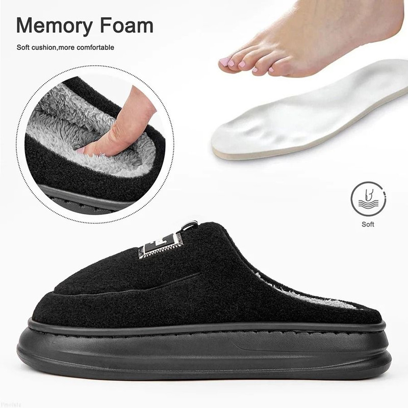 Mens Plus Size Winter House Slippers With Plush Memory Foam And Non Slip Sole 3