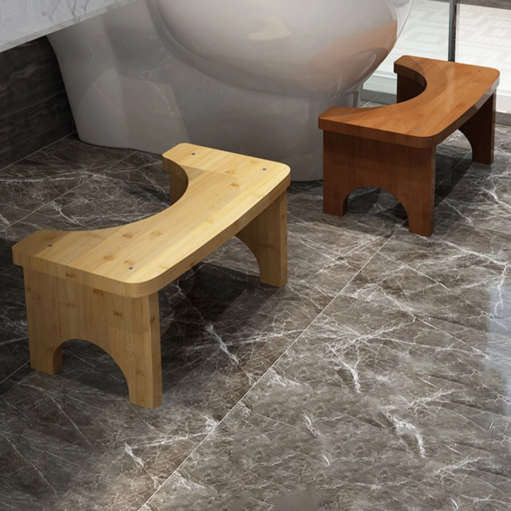 Sturdy Portable Bamboo Toilet Squat Stool For Adults Wide And Stable Bathroom Potty Stool Easy To U 3