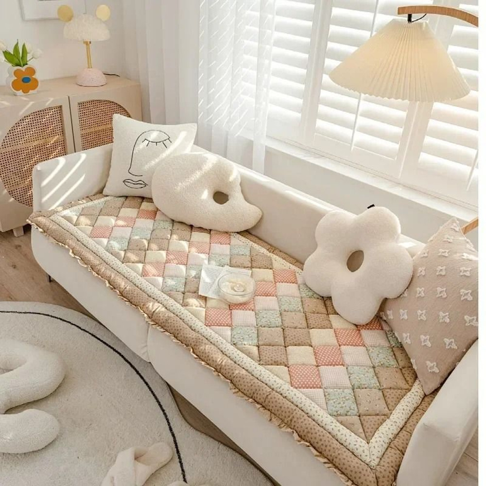 Thick Cotton Grid Cushion Sofa Tatami Mat For Living Room Decor 1