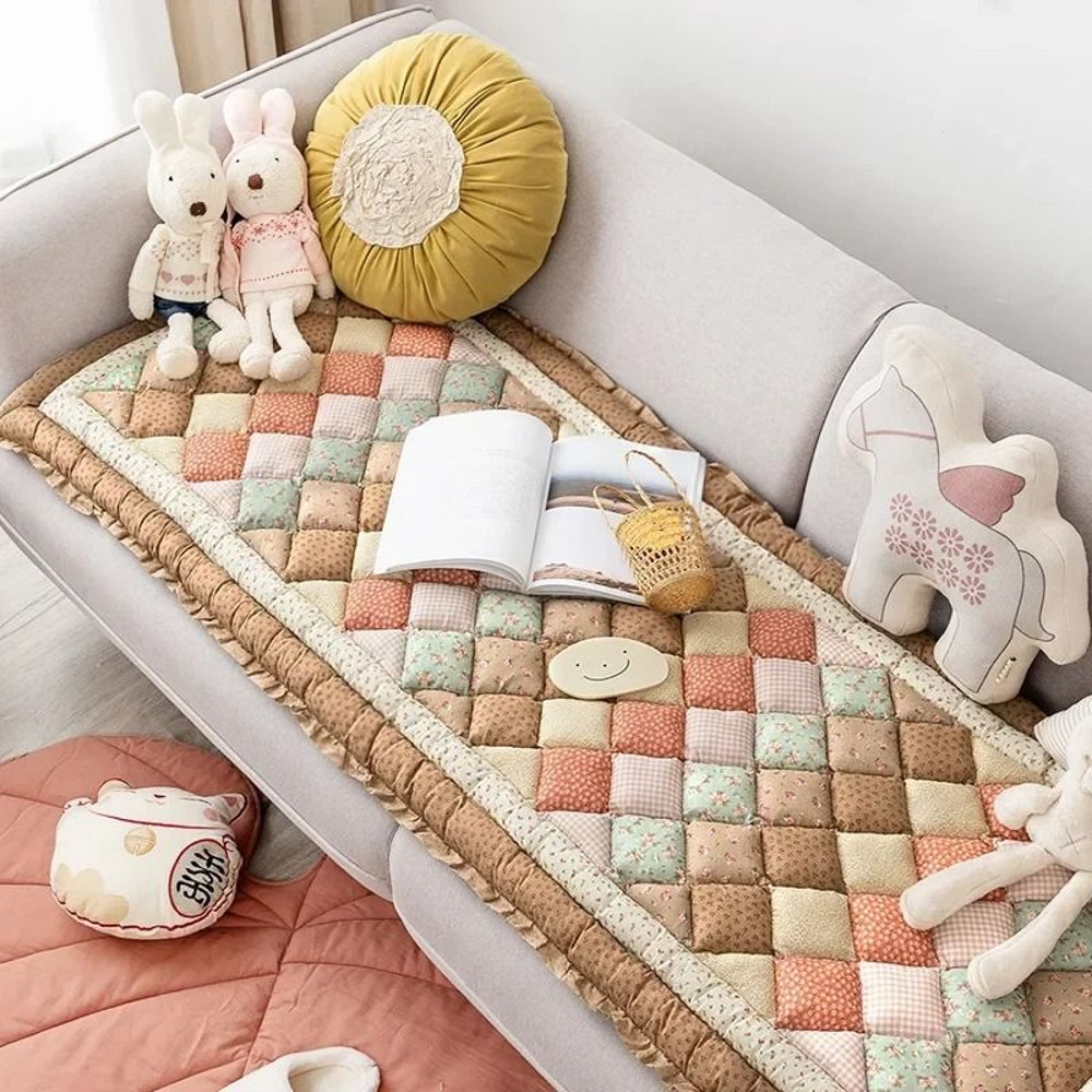 Thick Cotton Grid Cushion Sofa Tatami Mat For Living Room Decor 2