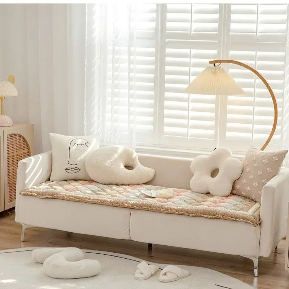 Thick Cotton Grid Cushion Sofa Tatami Mat For Living Room Decor 5