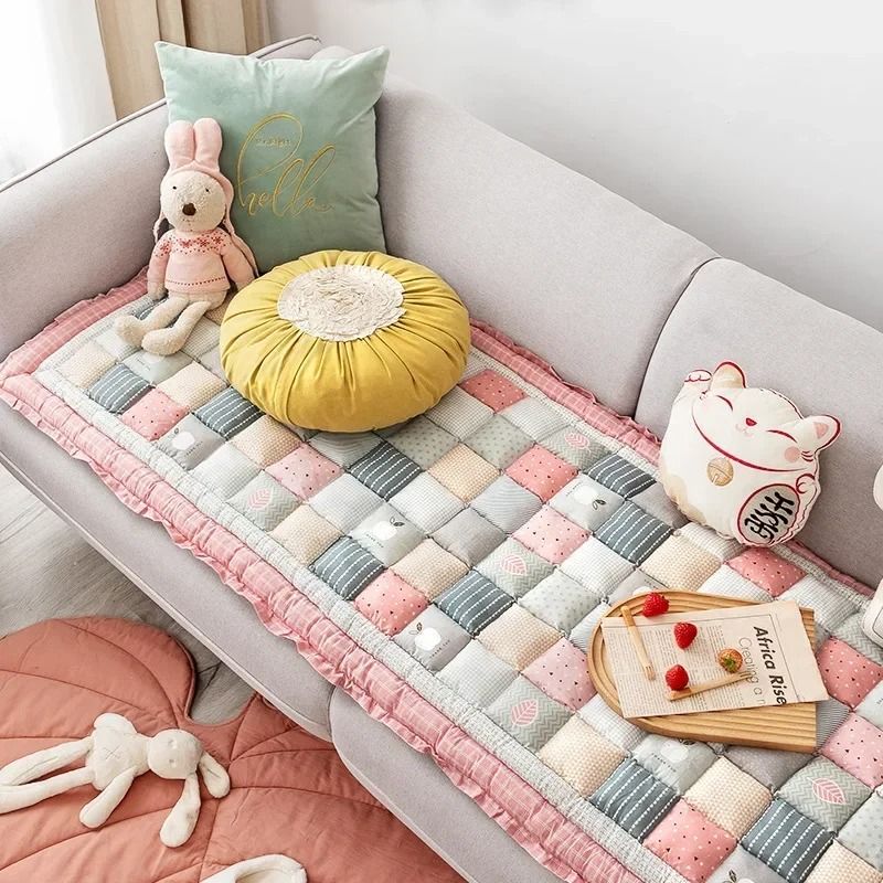 Thick Cotton Grid Cushion Sofa Tatami Mat For Living Room Decor 7