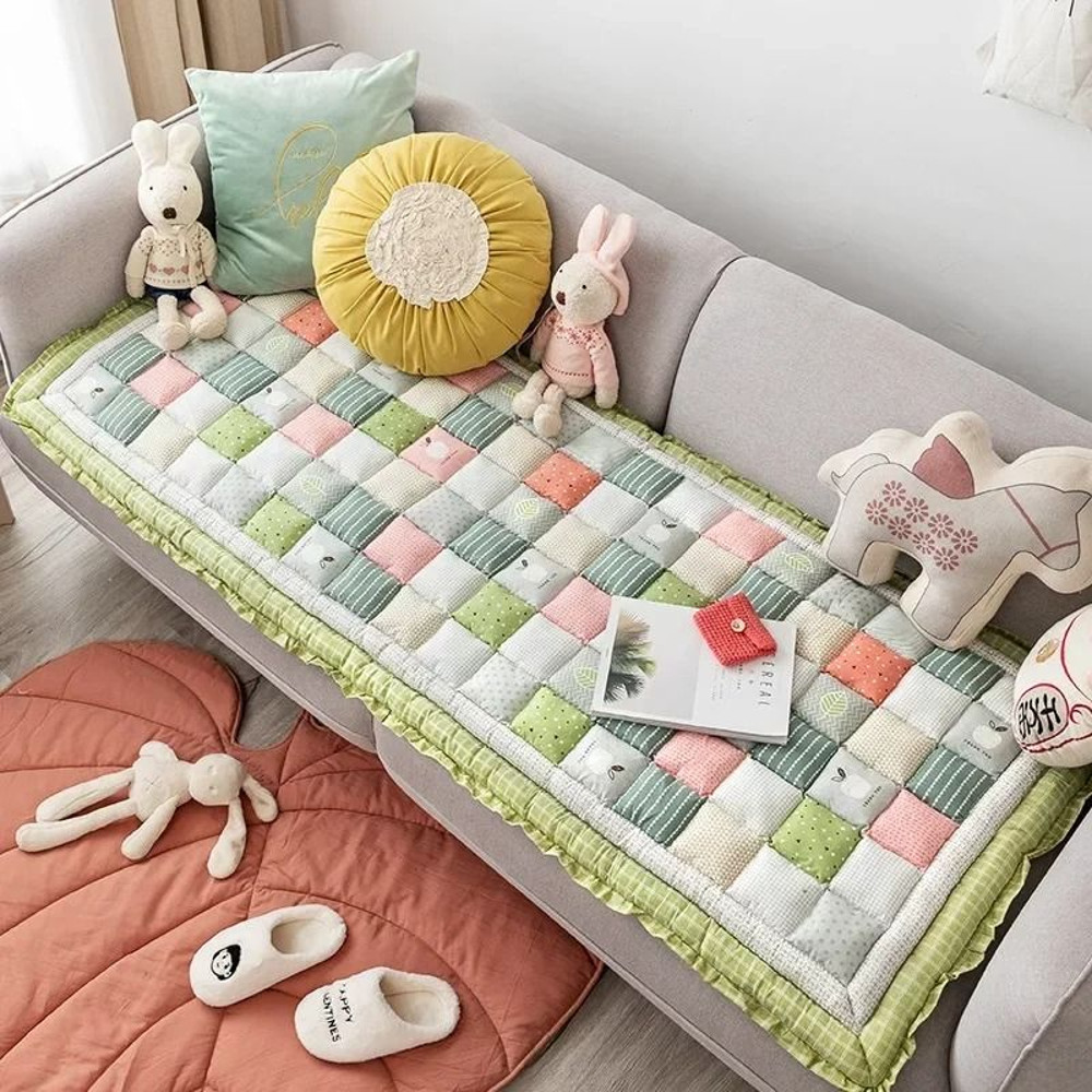 Thick Cotton Grid Cushion Sofa Tatami Mat For Living Room Decor 9