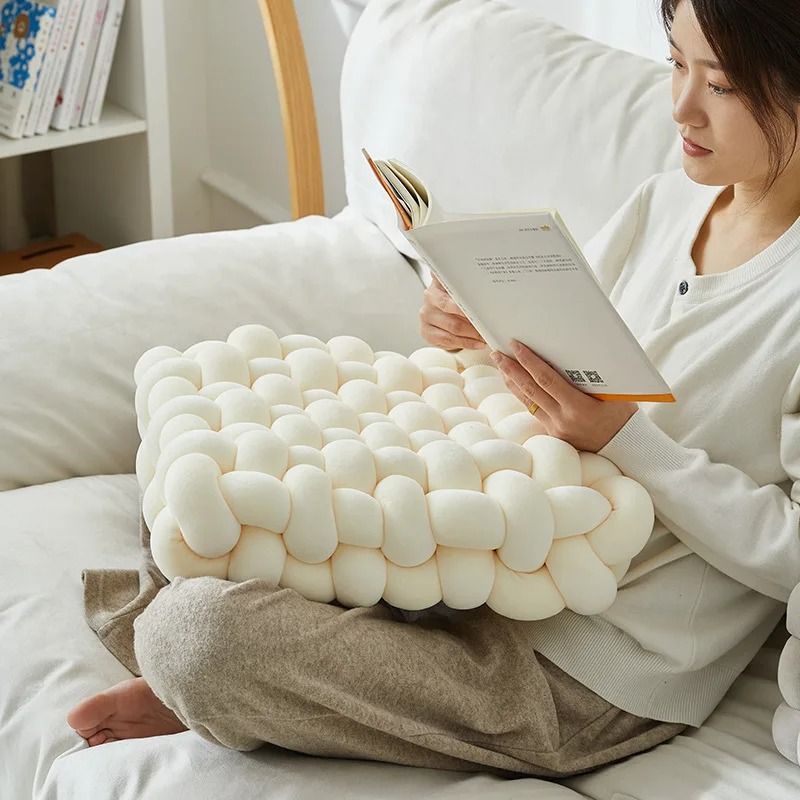 Aesthetic Knot Plush Cushion Nordic Knot Weave Decorative Pillow Soft Floor Or Sofa Cushion 1