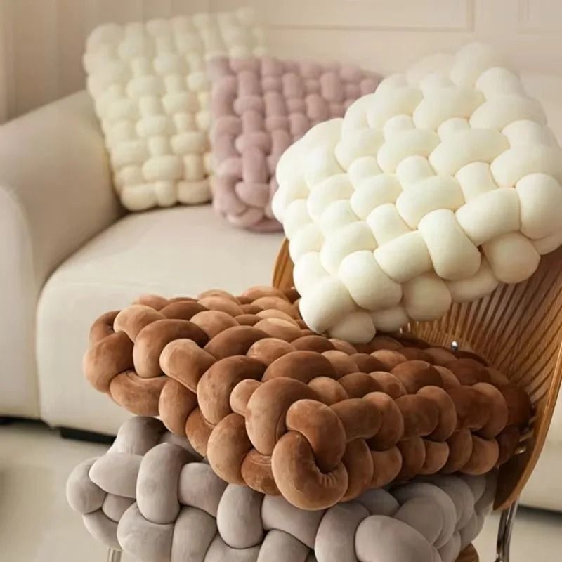 Aesthetic Knot Plush Cushion Nordic Knot Weave Decorative Pillow Soft Floor Or Sofa Cushion 3