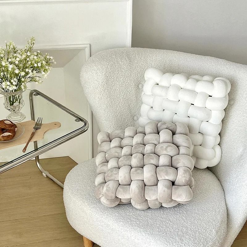 Aesthetic Knot Plush Cushion Nordic Knot Weave Decorative Pillow Soft Floor Or Sofa Cushion 4
