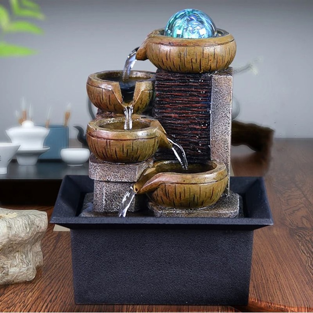 Desktop Water Fountain Tabletop Waterfall Kit For Relaxation And Home Decoration 0