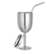 300ML Stainless Steel Double Wall Goblet Wine Glass With Straw And Lid For Coffee Water Or Champagn 13